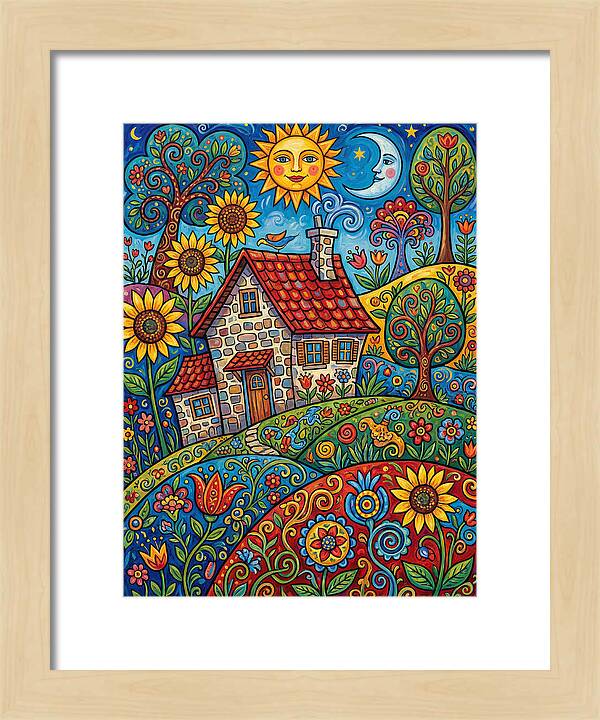 Sunny Stone Farmhouse Scene