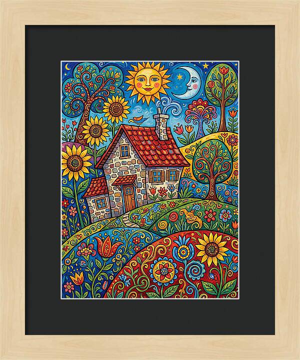 Sunny Stone Farmhouse Scene