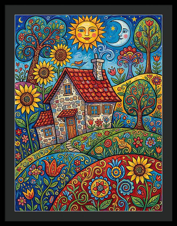 Sunny Stone Farmhouse Scene