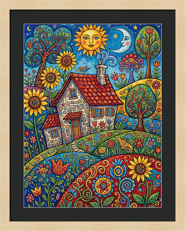 Sunny Stone Farmhouse Scene