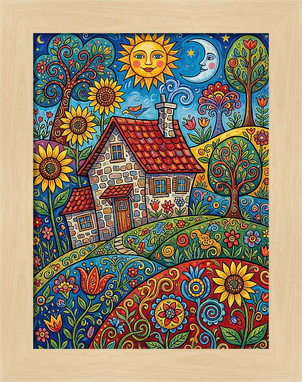 Sunny Stone Farmhouse Scene