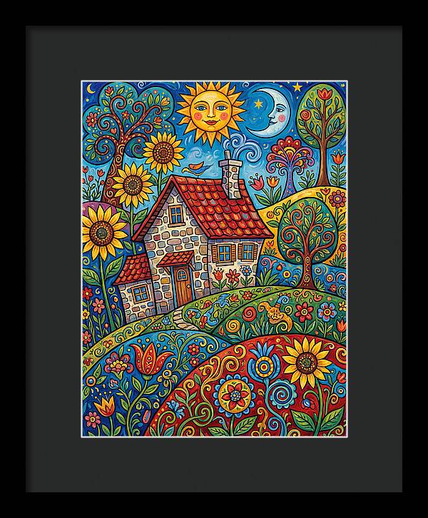 Sunny Stone Farmhouse Scene