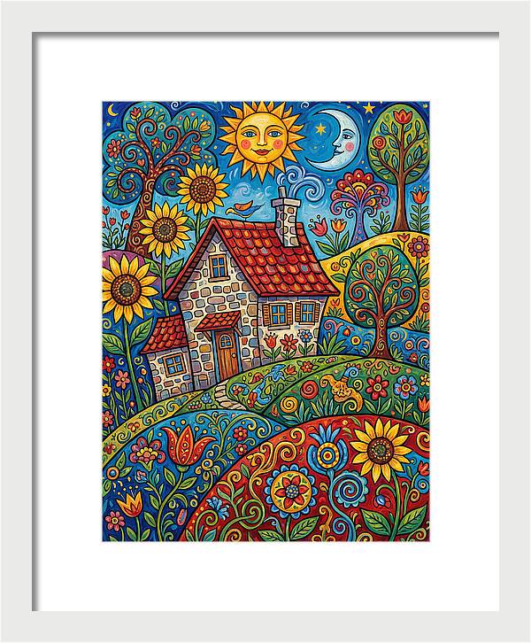 Sunny Stone Farmhouse Scene