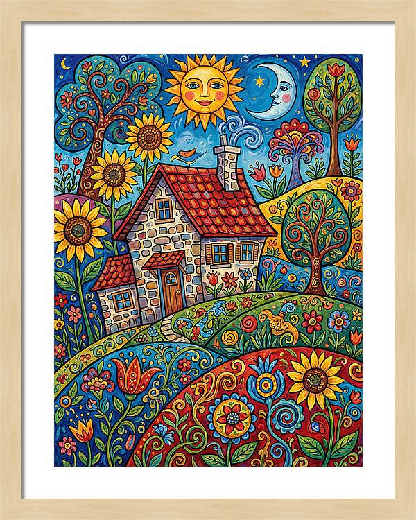 Sunny Stone Farmhouse Scene
