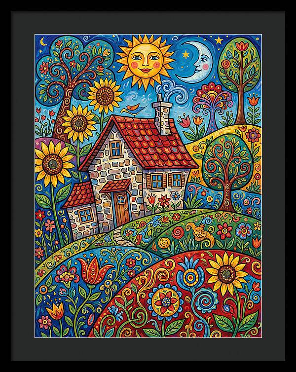 Sunny Stone Farmhouse Scene