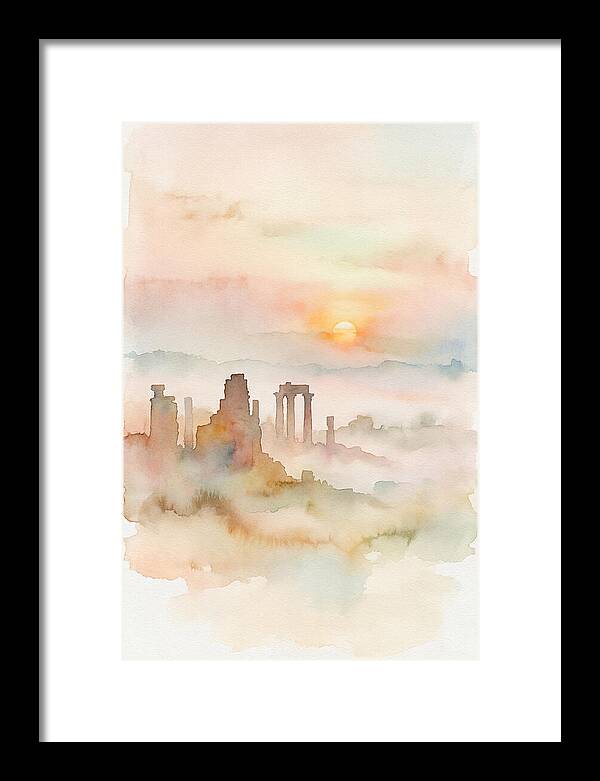 Sunrise Behind Ancient Temple Ruins