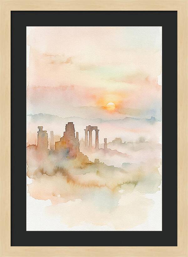 Sunrise Behind Ancient Temple Ruins