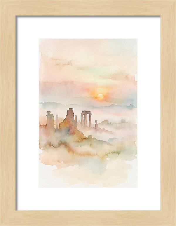 Sunrise Behind Ancient Temple Ruins