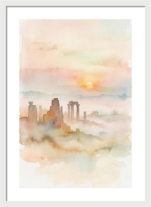 Sunrise Behind Ancient Temple Ruins