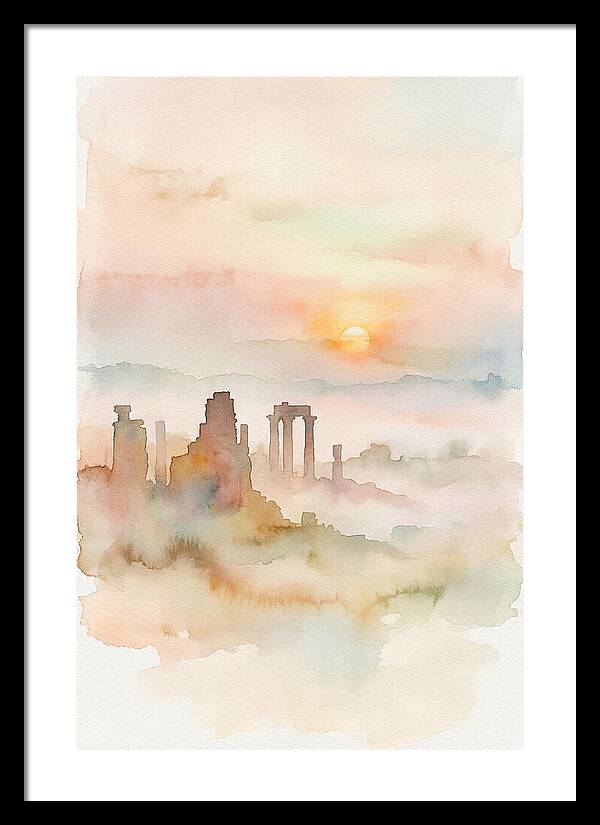 Sunrise Behind Ancient Temple Ruins