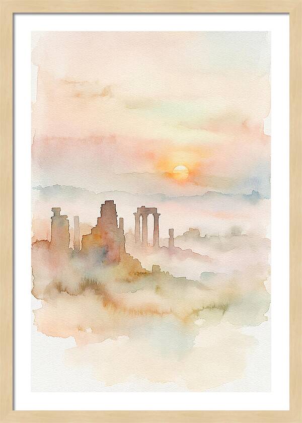 Sunrise Behind Ancient Temple Ruins