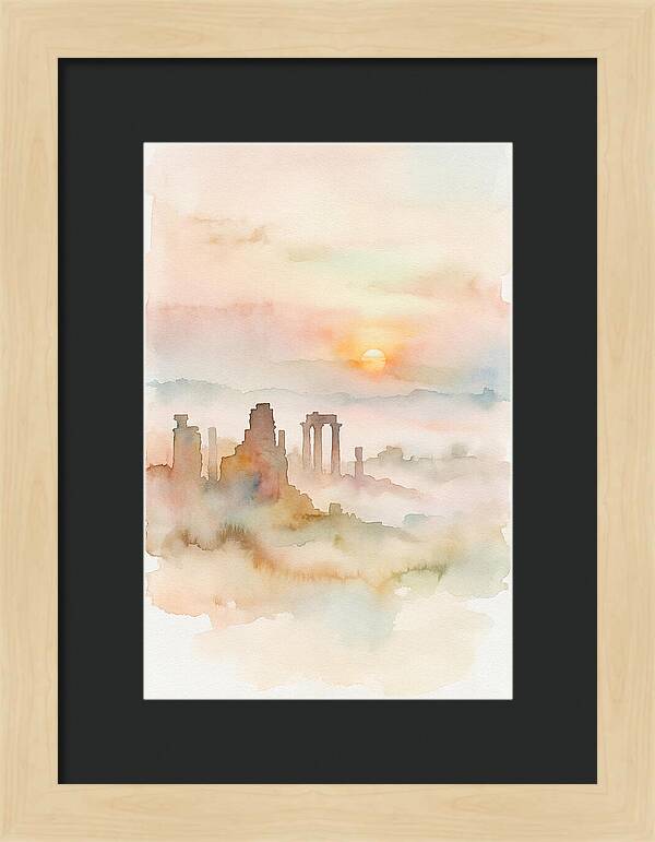 Sunrise Behind Ancient Temple Ruins