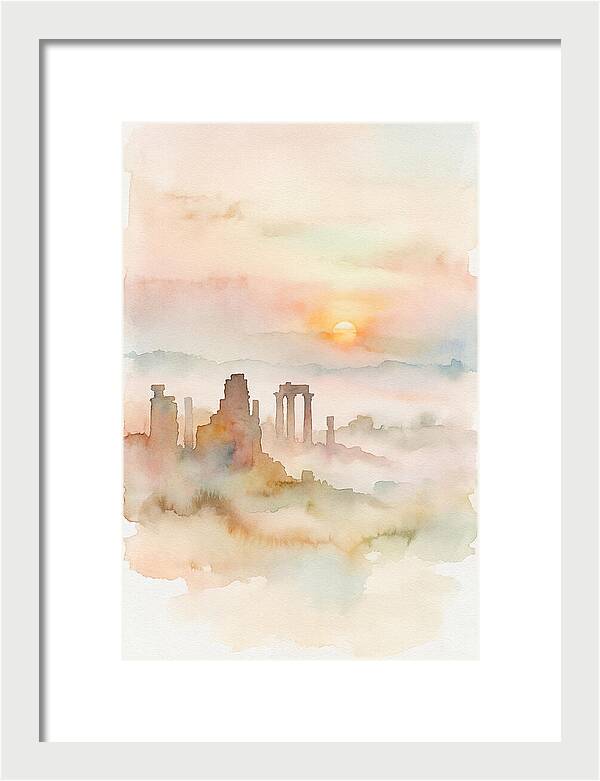 Sunrise Behind Ancient Temple Ruins