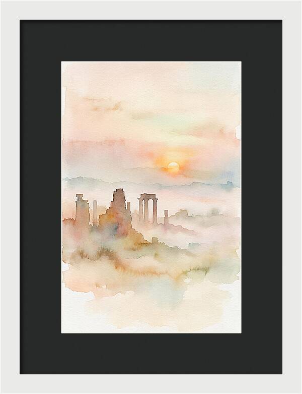 Sunrise Behind Ancient Temple Ruins