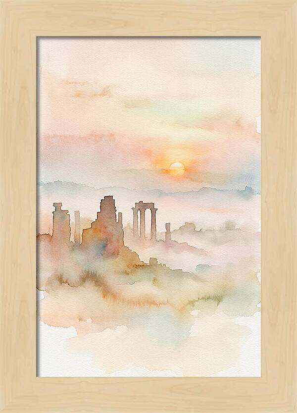 Sunrise Behind Ancient Temple Ruins