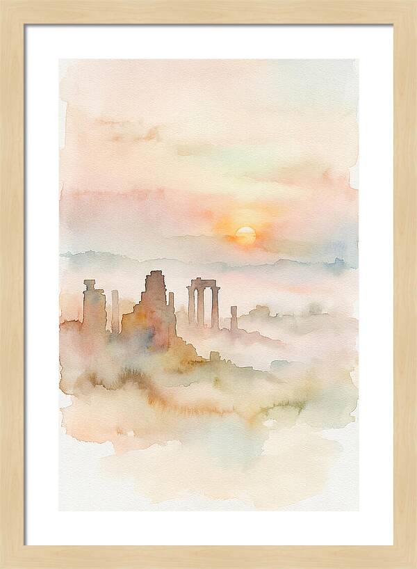 Sunrise Behind Ancient Temple Ruins