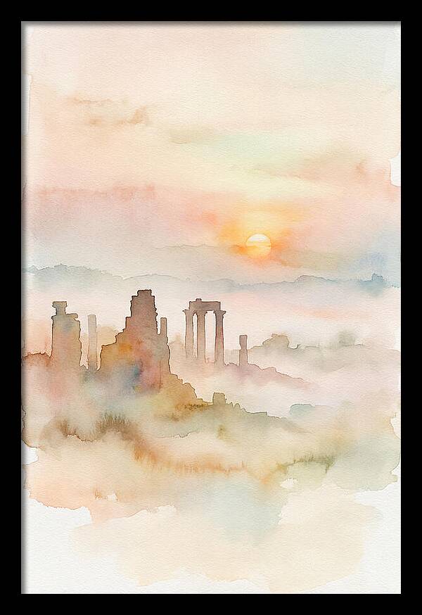 Sunrise Behind Ancient Temple Ruins
