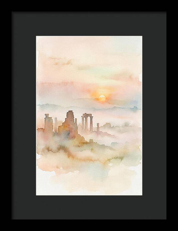 Sunrise Behind Ancient Temple Ruins