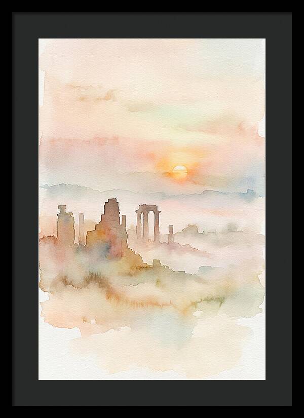 Sunrise Behind Ancient Temple Ruins