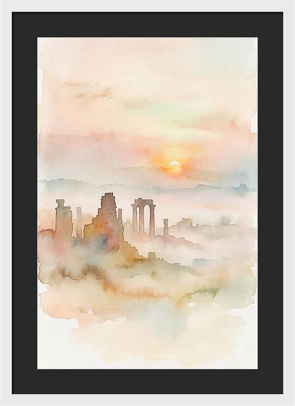 Sunrise Behind Ancient Temple Ruins