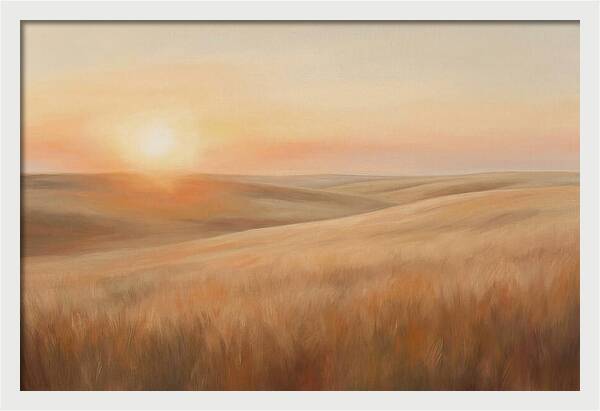 Sunset Over Vast Wheat Field