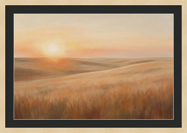 Sunset Over Vast Wheat Field
