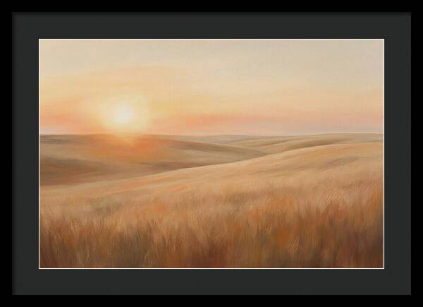 Sunset Over Vast Wheat Field