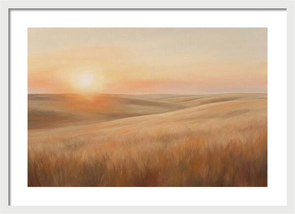 Sunset Over Vast Wheat Field