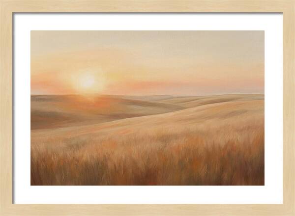 Sunset Over Vast Wheat Field