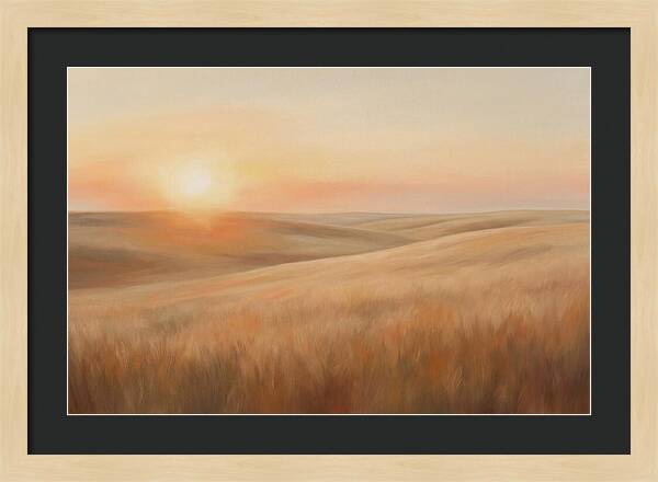 Sunset Over Vast Wheat Field