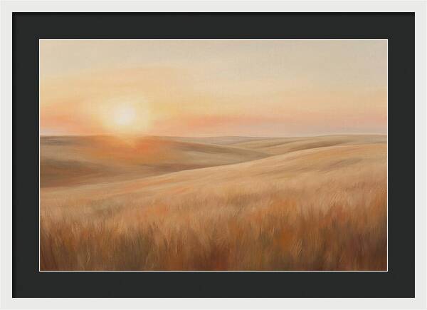 Sunset Over Vast Wheat Field