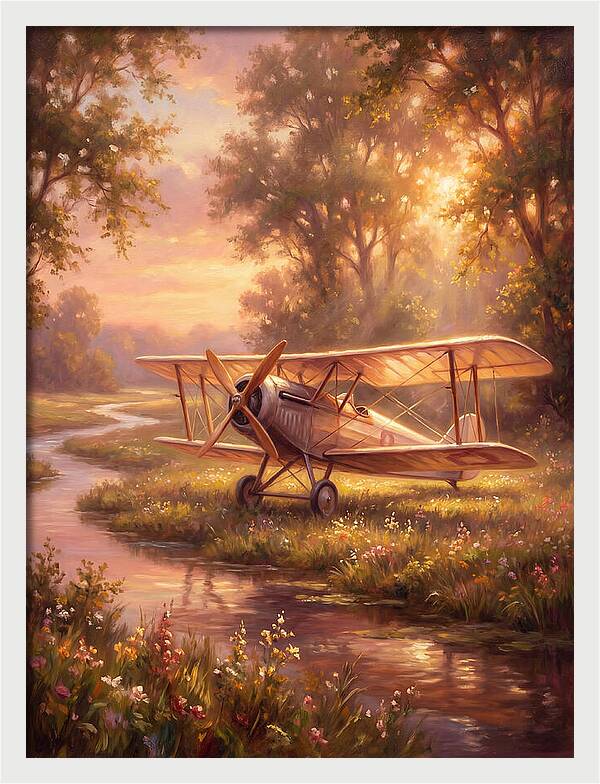 Sunset Over Vintage Aircraft