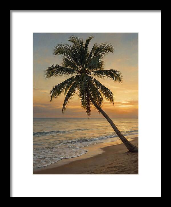 Sunset Serenity With Palm Tree