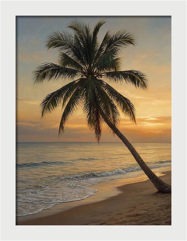 Sunset Serenity With Palm Tree