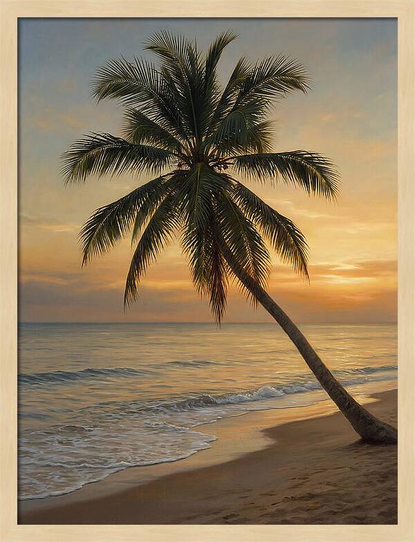 Sunset Serenity With Palm Tree