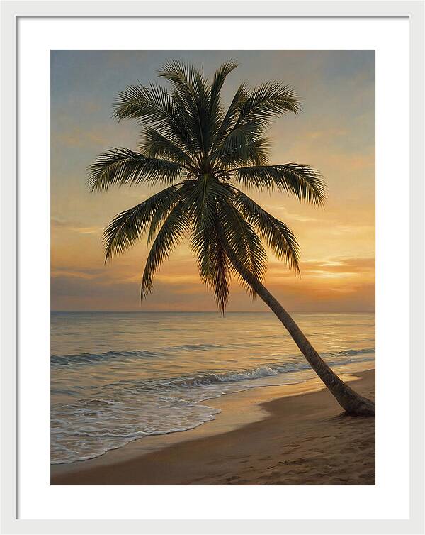 Sunset Serenity With Palm Tree