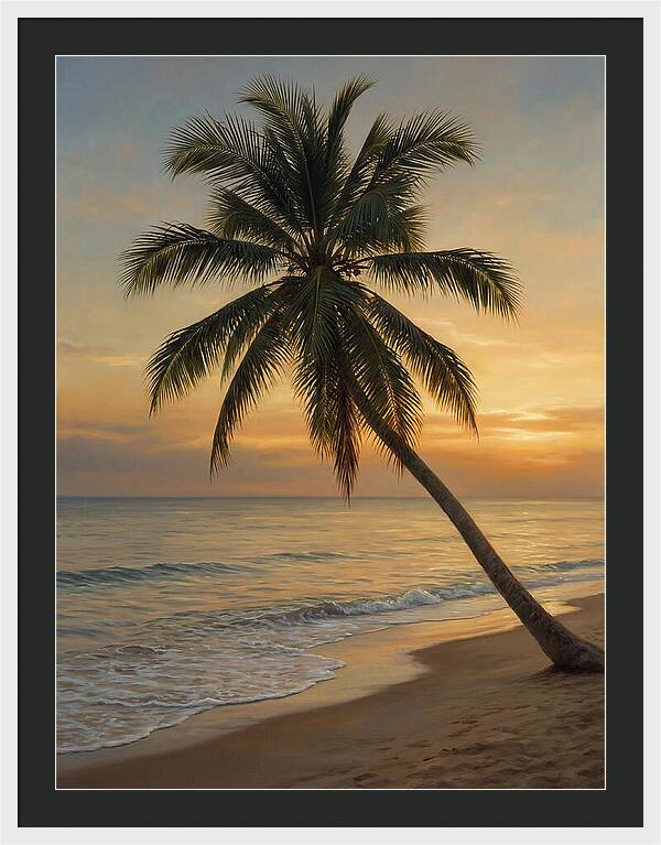 Sunset Serenity With Palm Tree