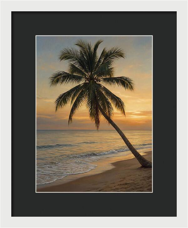 Sunset Serenity With Palm Tree