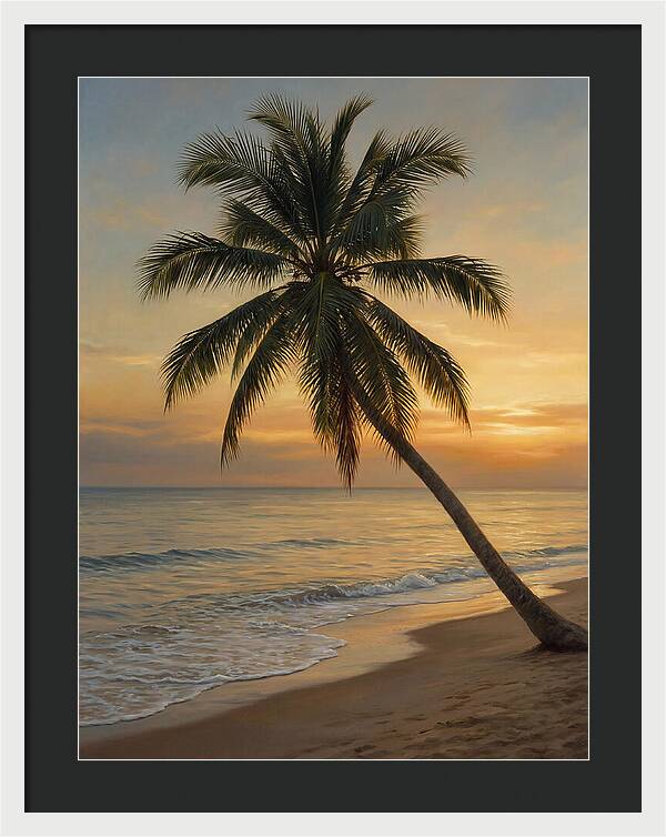 Sunset Serenity With Palm Tree