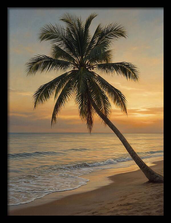 Sunset Serenity With Palm Tree