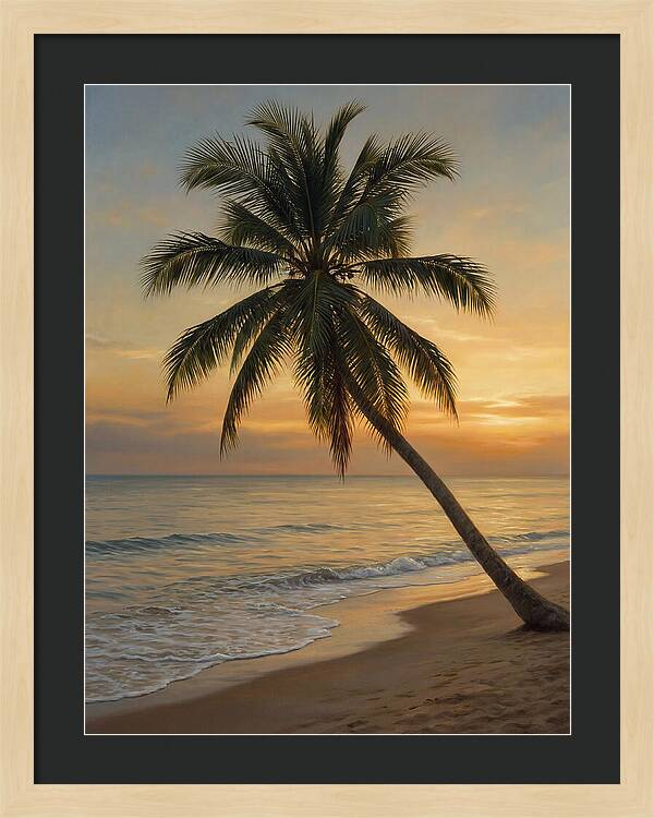 Sunset Serenity With Palm Tree