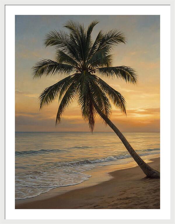 Sunset Serenity With Palm Tree