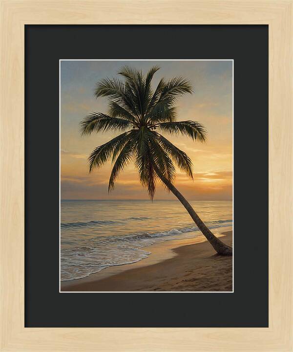 Sunset Serenity With Palm Tree