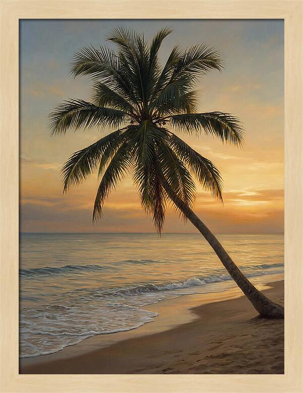 Sunset Serenity With Palm Tree
