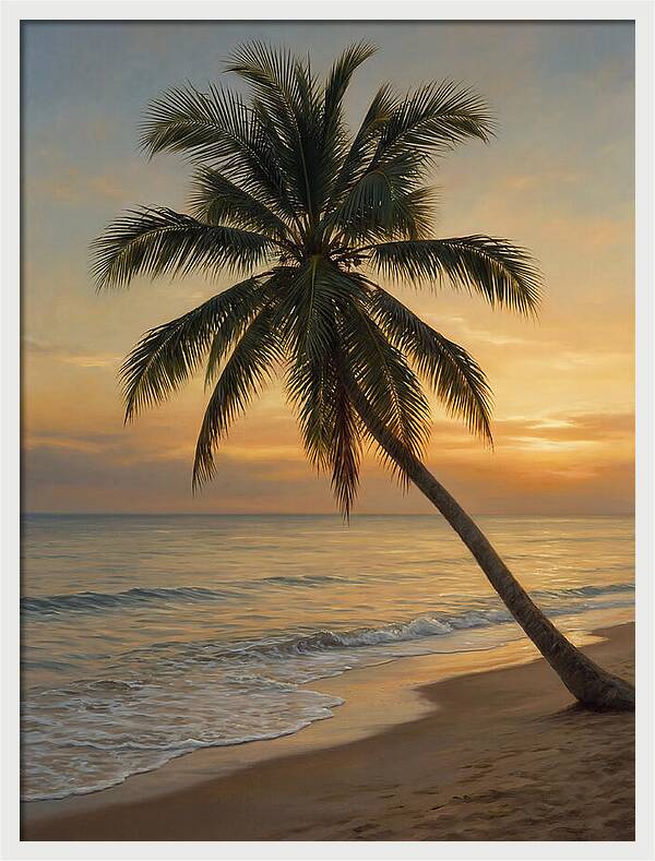 Sunset Serenity With Palm Tree
