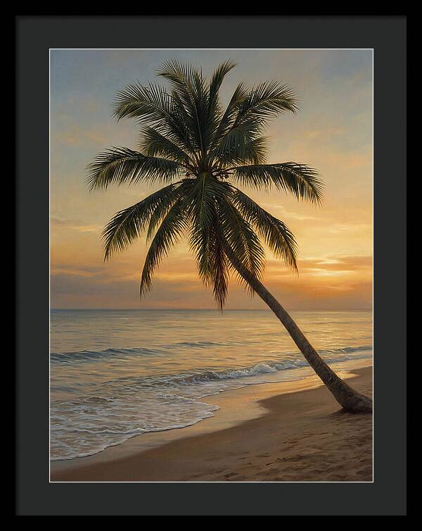 Sunset Serenity With Palm Tree