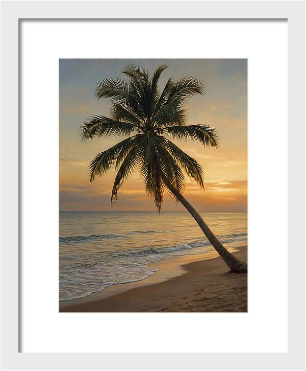 Sunset Serenity With Palm Tree