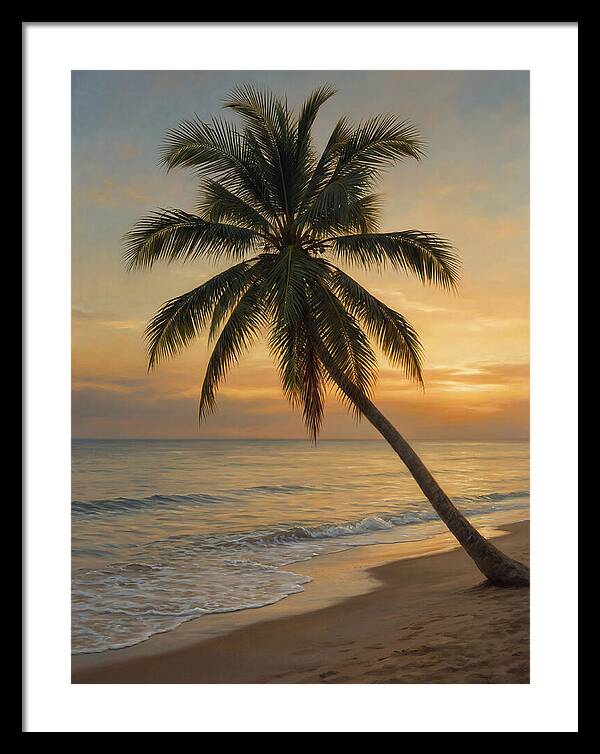 Sunset Serenity With Palm Tree