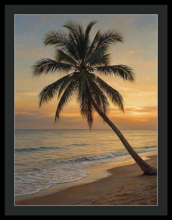 Sunset Serenity With Palm Tree