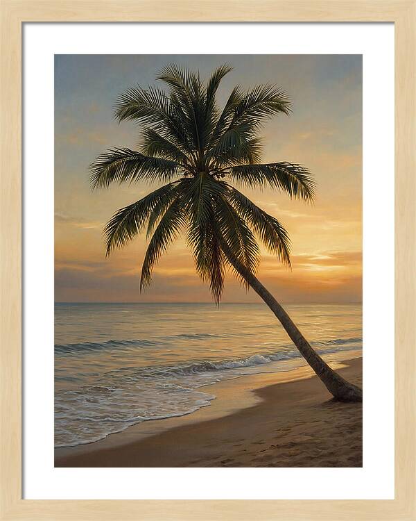 Sunset Serenity With Palm Tree